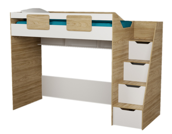 Кровать-чердак Мозаика + кровать Двушка (вяз швейцарский) 190х90 от Династия Kids