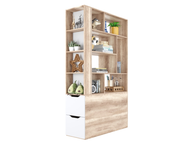 Стеллаж-перегородка для зонирования Стиль (дуб каньон + белый) 1200 мм