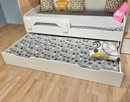 Кровать Дабл с выкатным спальным местом 190х90 (дуб сонома + белый) от Династия Kids