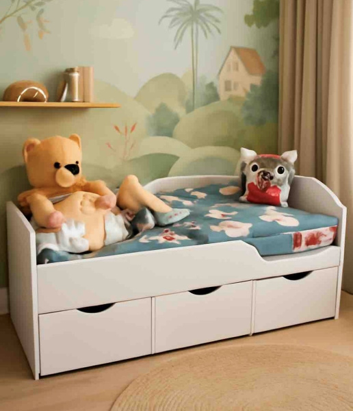 Кровать Малыш правая/левая (цвет: белый)