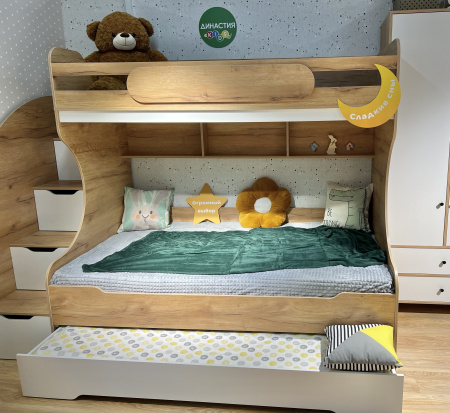 Кровать БИГ с доп.спальным местом (цвет белый) 120х200 от Династия Kids