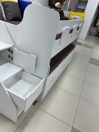 Кровать двухъярусная Городок (цвет белый) от Династия Kids