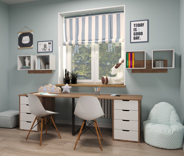 Стол Дуэт 2400 мм (две тумбы) дуб каньон + опора черная 