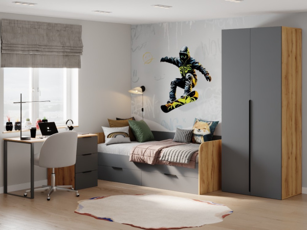 Кровать коллекции Брайт Графит от Династия Kids