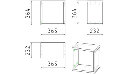 Полка (толщина 22 мм). Куб-1 ширина 365 мм