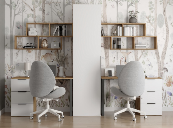 Комплект для 2 детей Брайт Золотистый (2 стола + пенал + 2 полки)