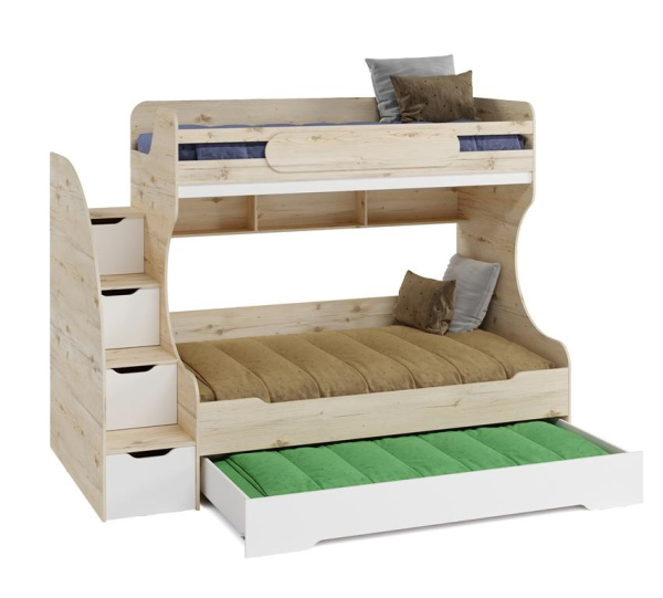 Кровать БИГ 200х120 (гаскон пайн+белый) 