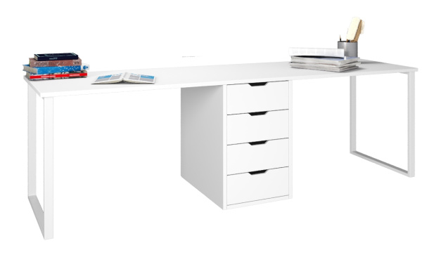 Стол Дуэт 2400 мм (белый + опоры белые)