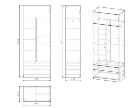 Шкаф коллекции Твой Стиль (с принтом) гл. 479 мм от Династия Kids
