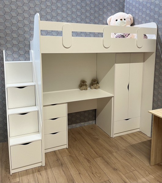 Кровать-чердак Уют-2 + Стол + Шкаф  от Династия Kids