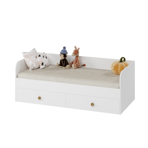 Кровать 180х80 коллекции Умка NEW (прямая спинка). Ручки - дуб от Династия Kids