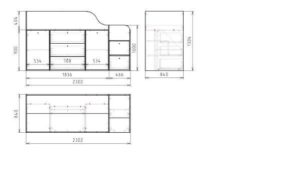 Кровать-чердак Хэппи-2 (цвета разные) 180х80 от Династия Kids