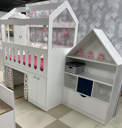 Кровать-чердак 160х80 Теремок (цвет белый) от Династия Kids