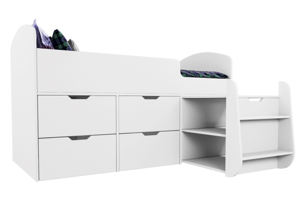 Кровать-чердак Малыш 7 (цвет белый) 160х80 от Династия Kids