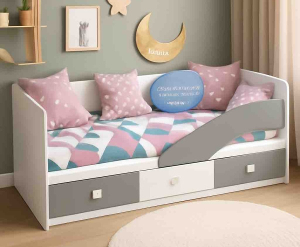 Кровать 160х80 Умка-5 (серебро+белый) 