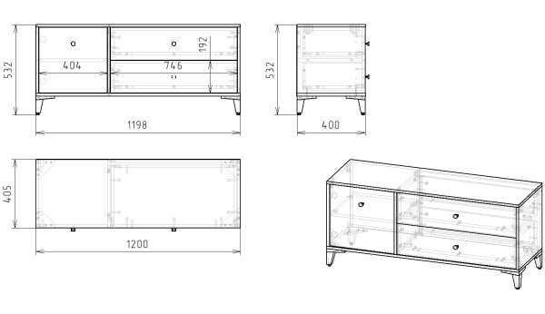 Тумба-комод 1200 мм Альви-3   от Династия Kids