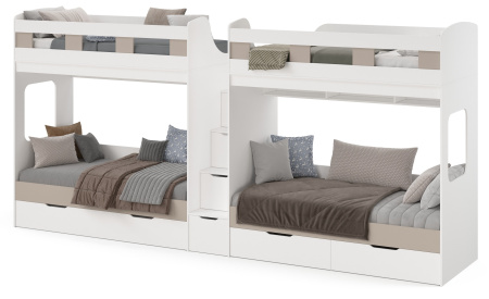 Кровать Квартет + кровать Дабл (цвет белый) 190х90