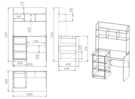 Стол КСТ-12 (дуб сонома) от Династия Kids