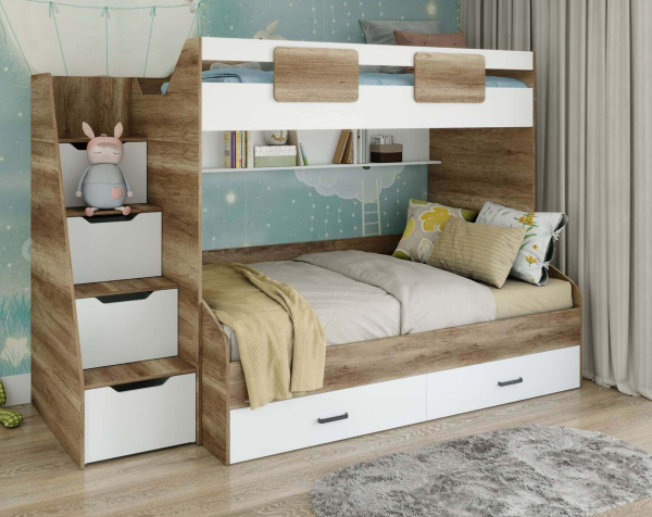 Комплект мебели: кровать-чердак Лайт Лофт + кровать Твой Стиль 120х200