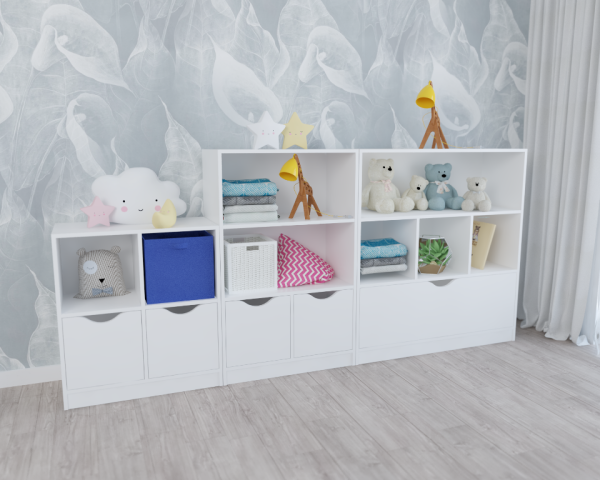 Стеллажи детские Уют 1 + Уют 2 + Уют 3 от Династия Kids